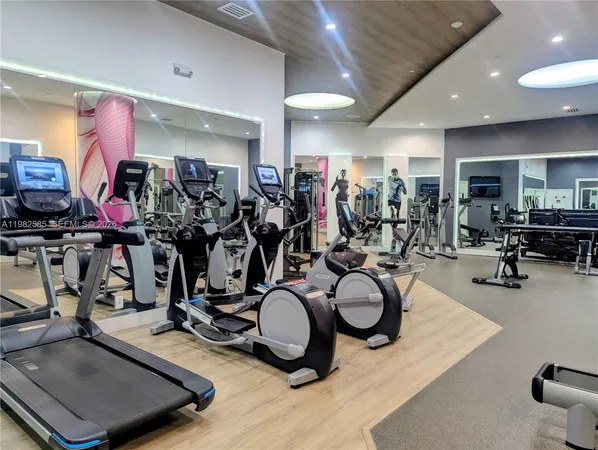 a view of a room with gym equipment