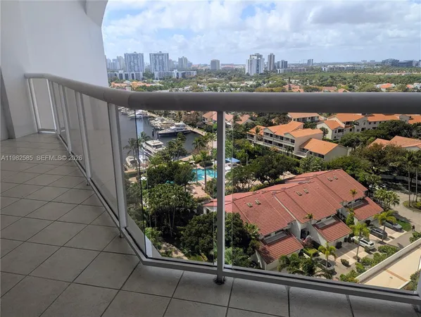 an aerial view of lake and city space