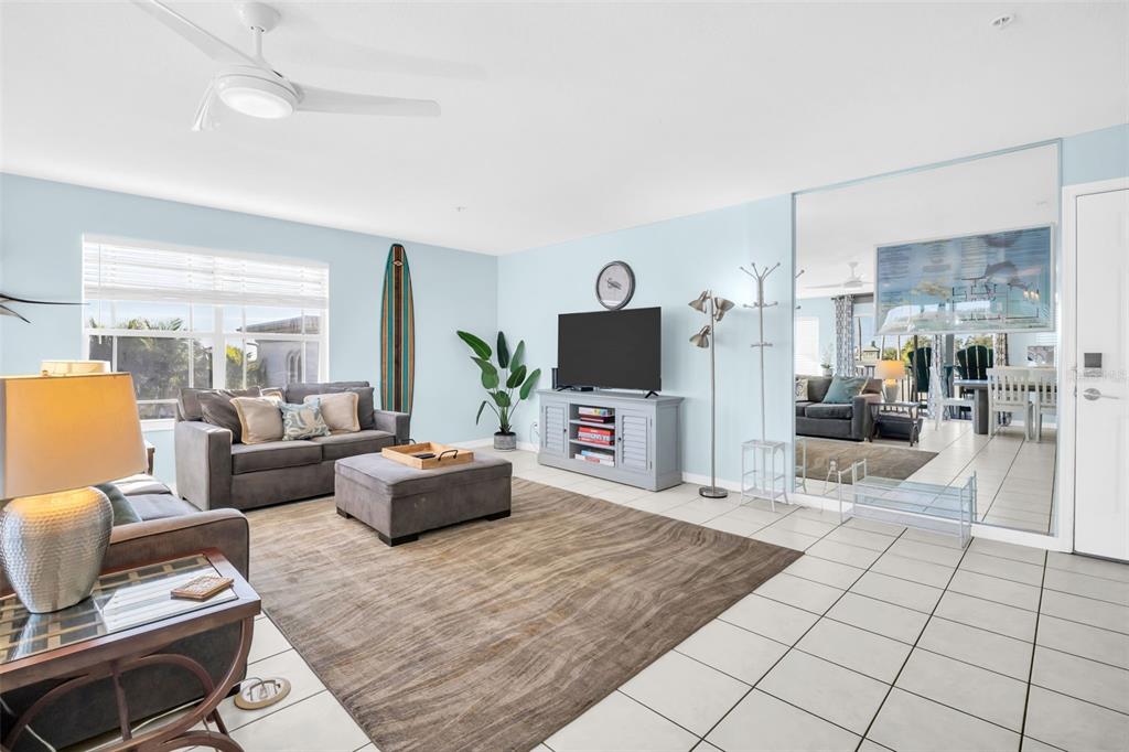1802 Gulf Boulevard, Unit 12 Indian Rocks Beach, FL 33785 - Photo 15 of 41 a living room with furniture and a flat screen tv