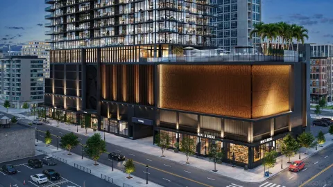 a view of street with buildings