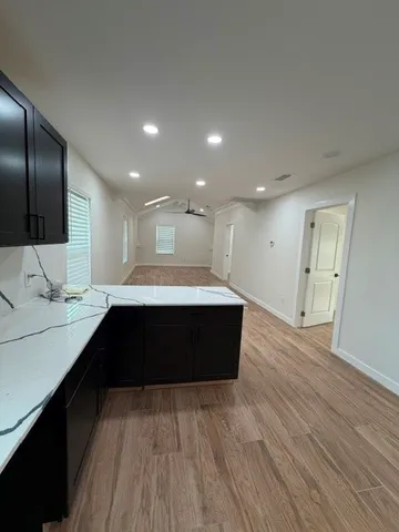 a large room with lots of counter space