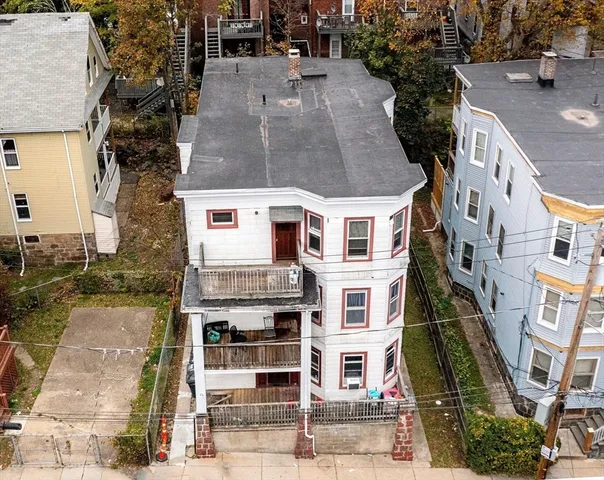 an aerial view of a house