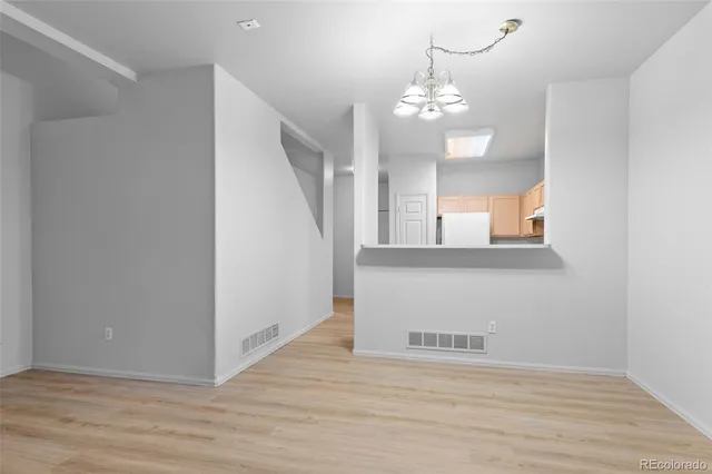 a view of a livingroom with a chandelier