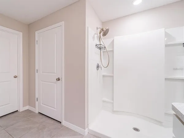 a bathroom with a shower