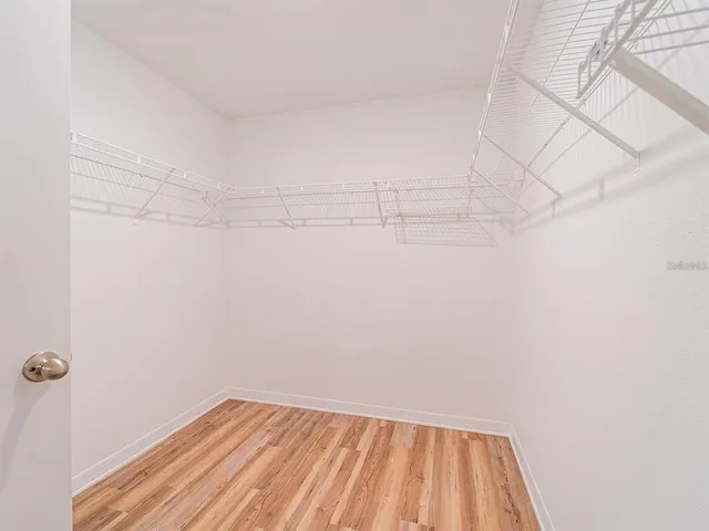 a view of a room with racks on the wall