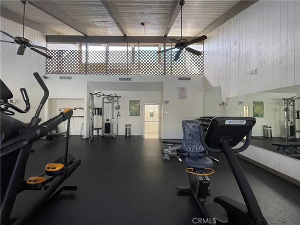 a room with gym equipment