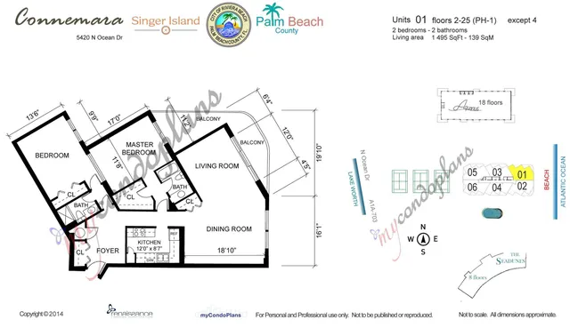 $3,300 | 5420 North Ocean Drive, Unit 1001, Singer Island, FL 33404