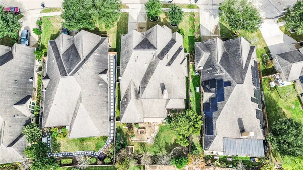 an aerial view of a house