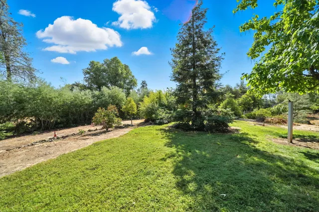 a backyard of a house with lots of green space