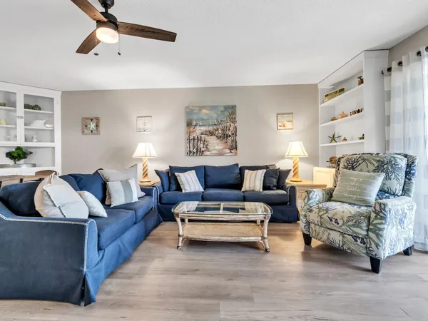 a living room with furniture