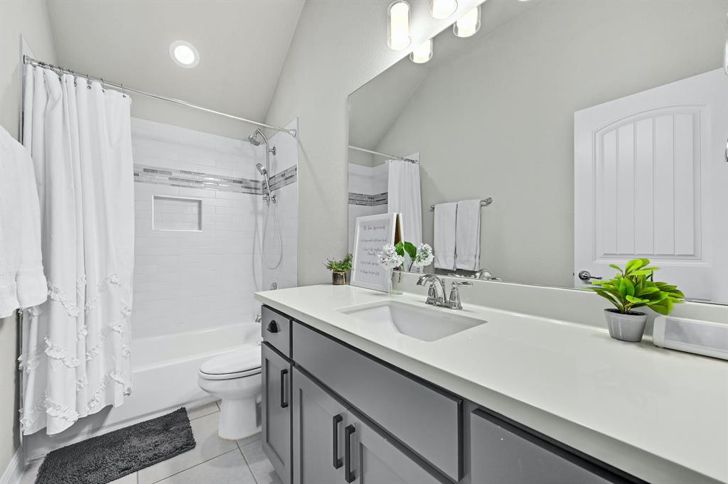 629 Germander Road Leander, TX 78641 - Photo 20 of 38 a bathroom with a sink a toilet and a shower