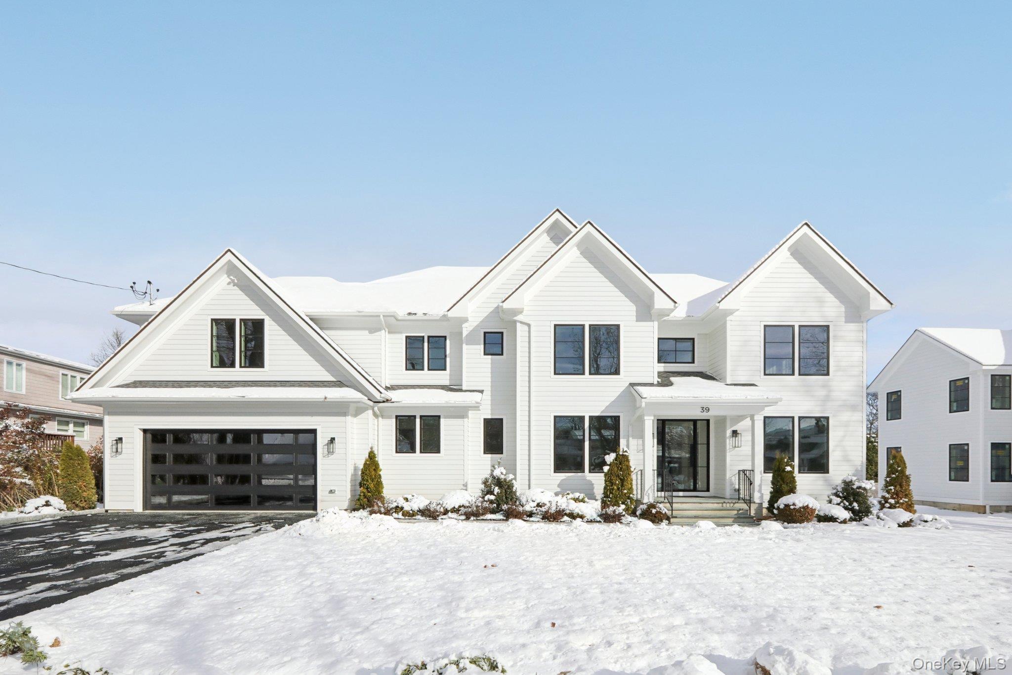 a front view of a white building