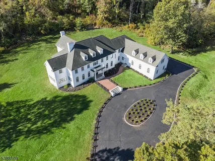 an aerial view of a house with garden space