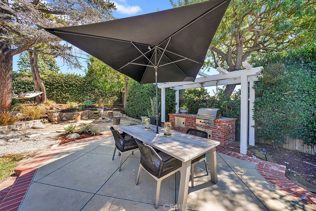 13862 Gimbert Lane North Tustin, CA 92705 - Photo 50 of 63 a patio with a table and chairs under an umbrella