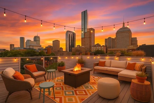 a view of a terrace with couches chairs