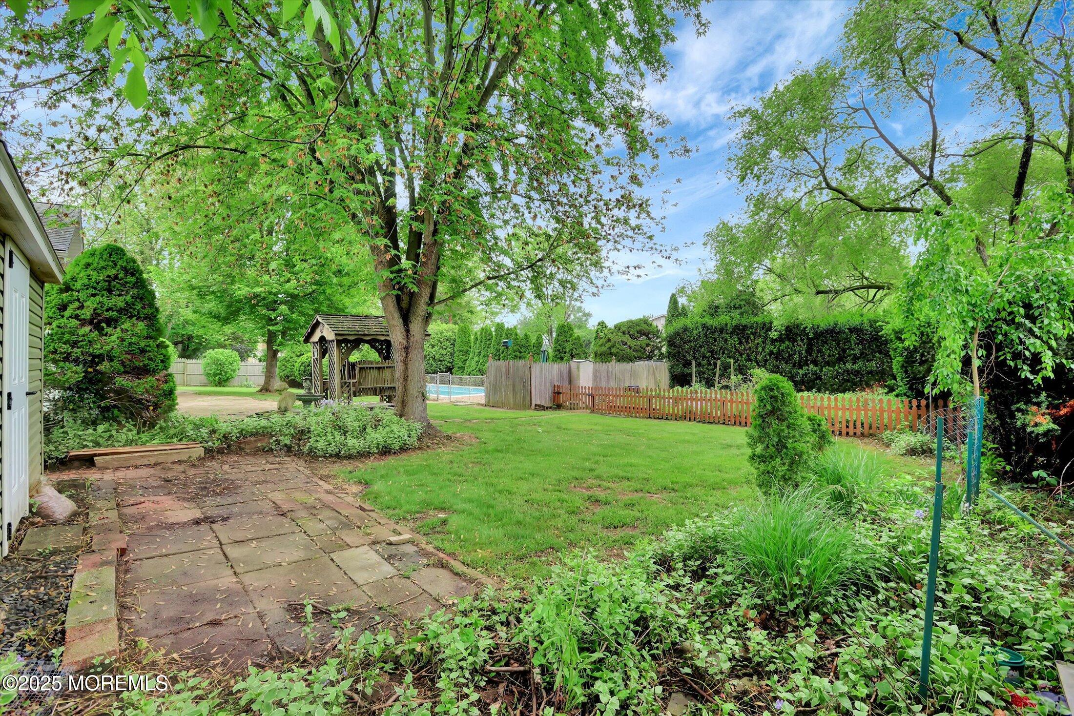 159 Koster Drive Freehold, NJ 07728 - Photo 31 of 37 a view of a yard with plants and a large tree