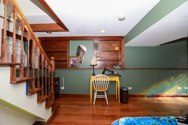 a view of a chairs and table in a room