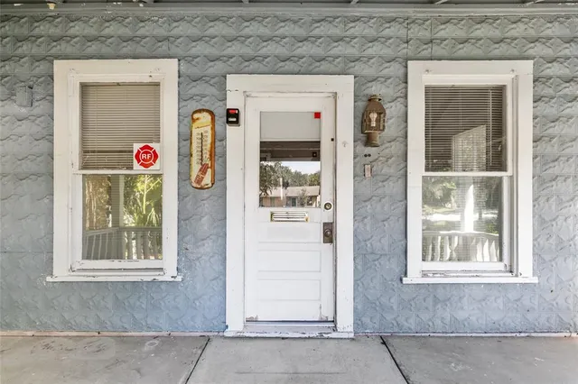 a front view of a house with an entrance