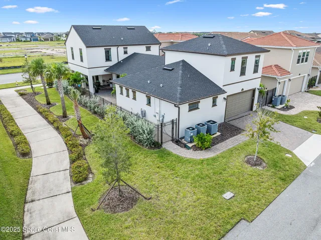 an aerial view of a house