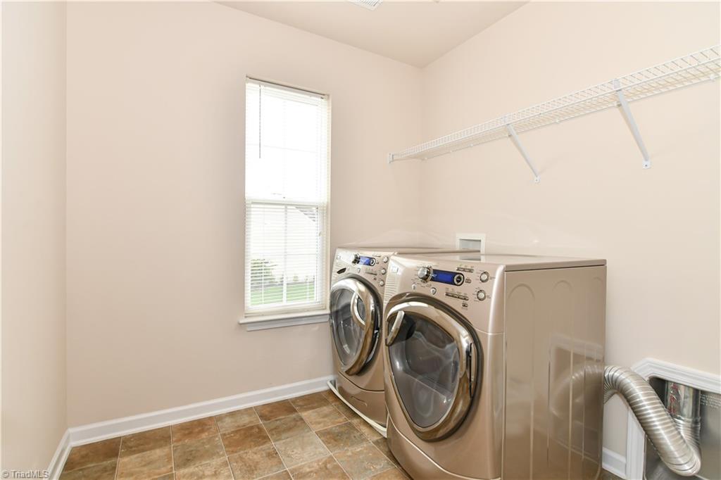 3137 Cranberry Ridge Drive High Point, NC 27265 - Photo 18 of 25 The laundry room is conveniently located on the second level...shelves for storage and the washer/dryer remain.