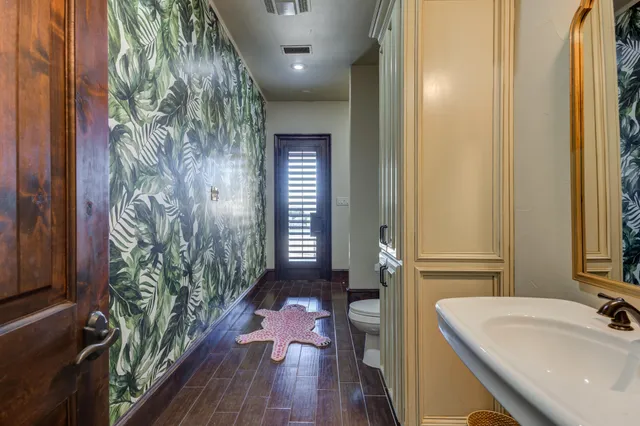 a view of a entryway with wooden floor and a potted plant