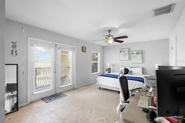 a view of a balcony with wooden floor