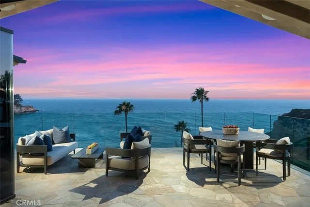 a view of a terrace with furniture