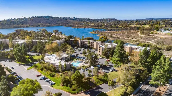a view of a park with slide