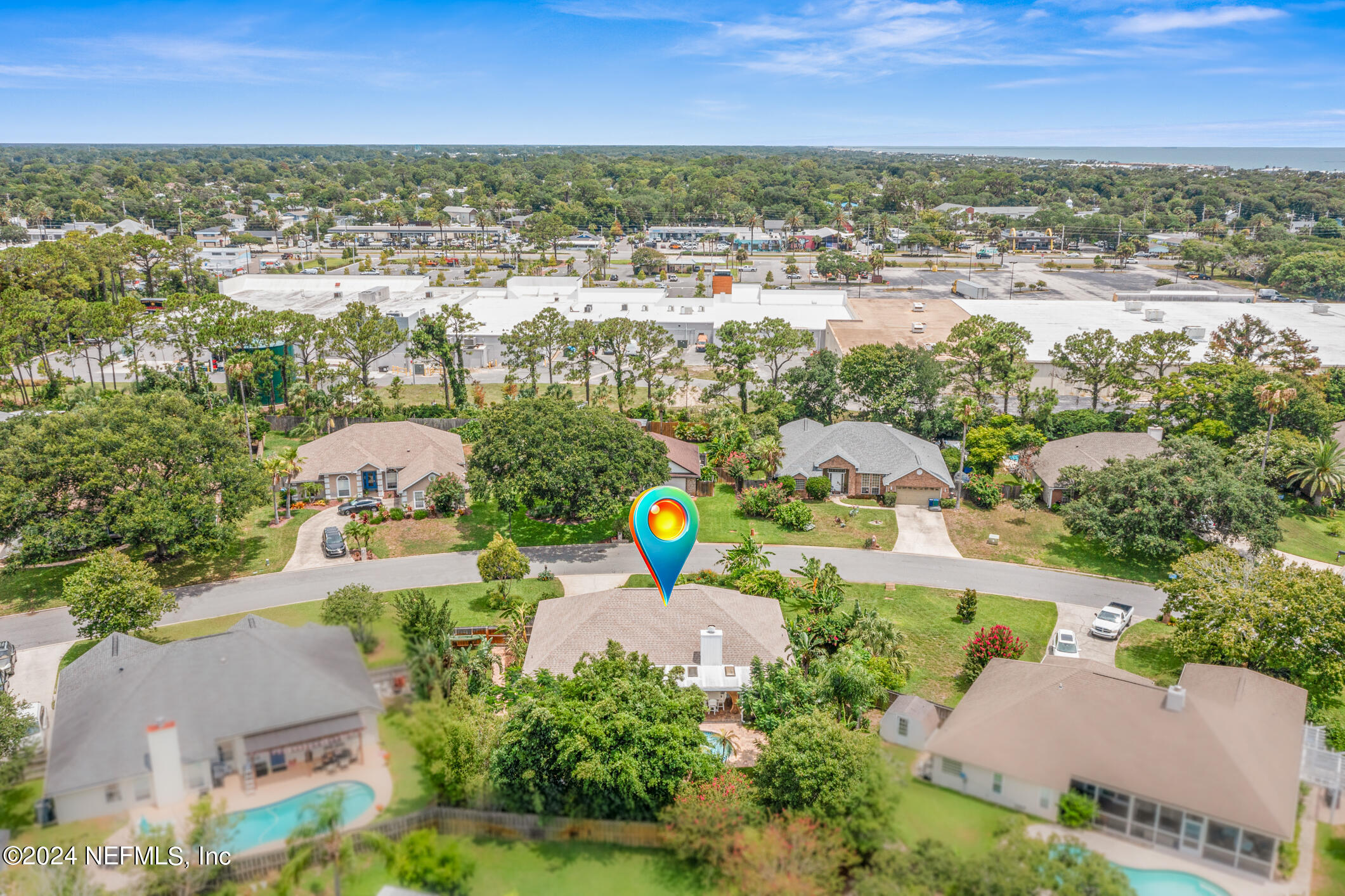 622 Cherry Street Neptune Beach, FL 32266 - Photo 69 of 77 an aerial view of a house with a swimming pool yard and outdoor seating
