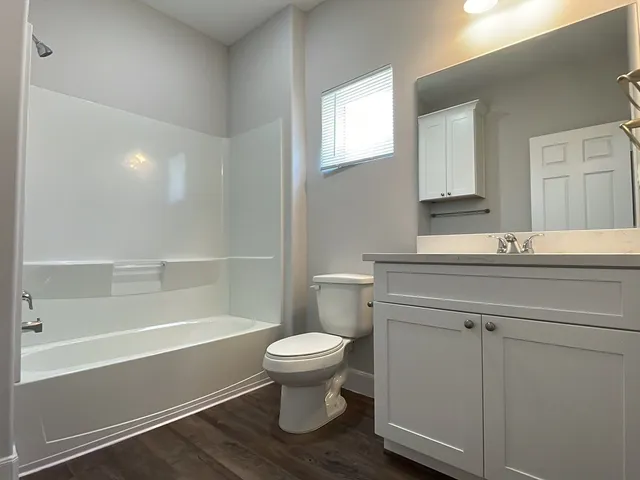 a bathroom with a sink a toilet and a bathtub