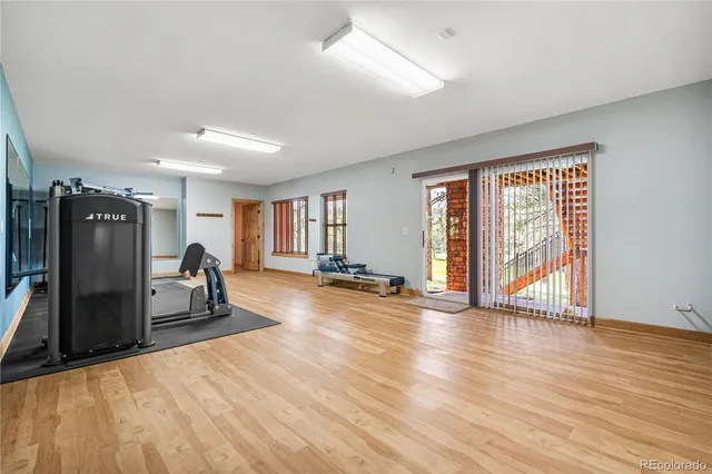 an empty room with sliding door