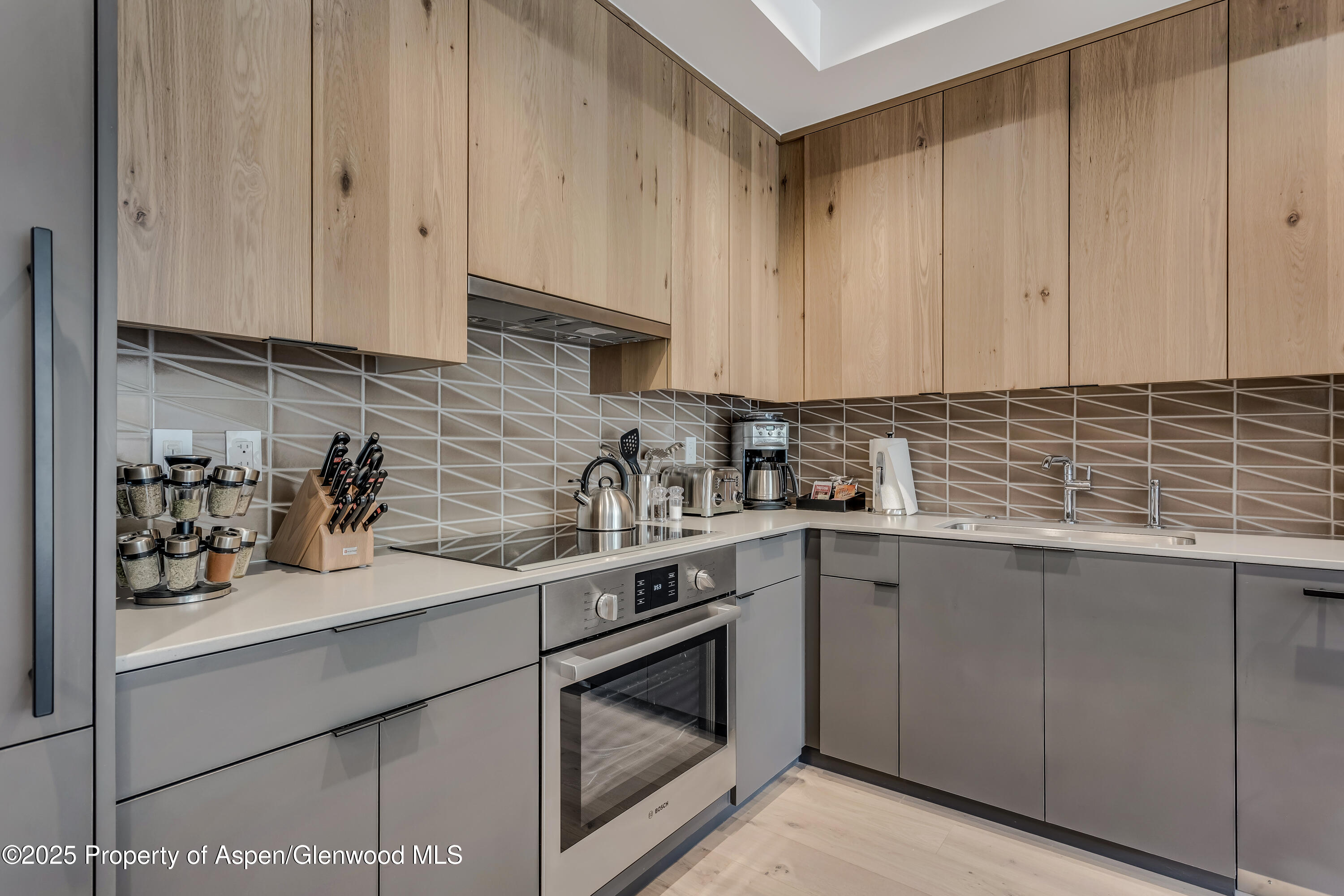 119 Wood Road, Unit 103 Snowmass Village, CO 81615 - Photo 7 of 23 a kitchen with stainless steel appliances granite countertop white cabinets sink and dishwasher