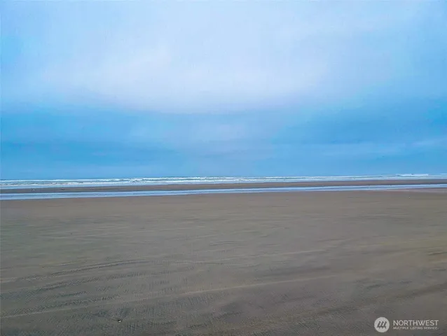 a view of a field with an ocean