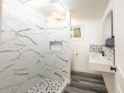 a bathroom with a shower