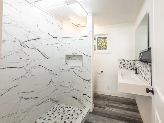 a bathroom with a shower