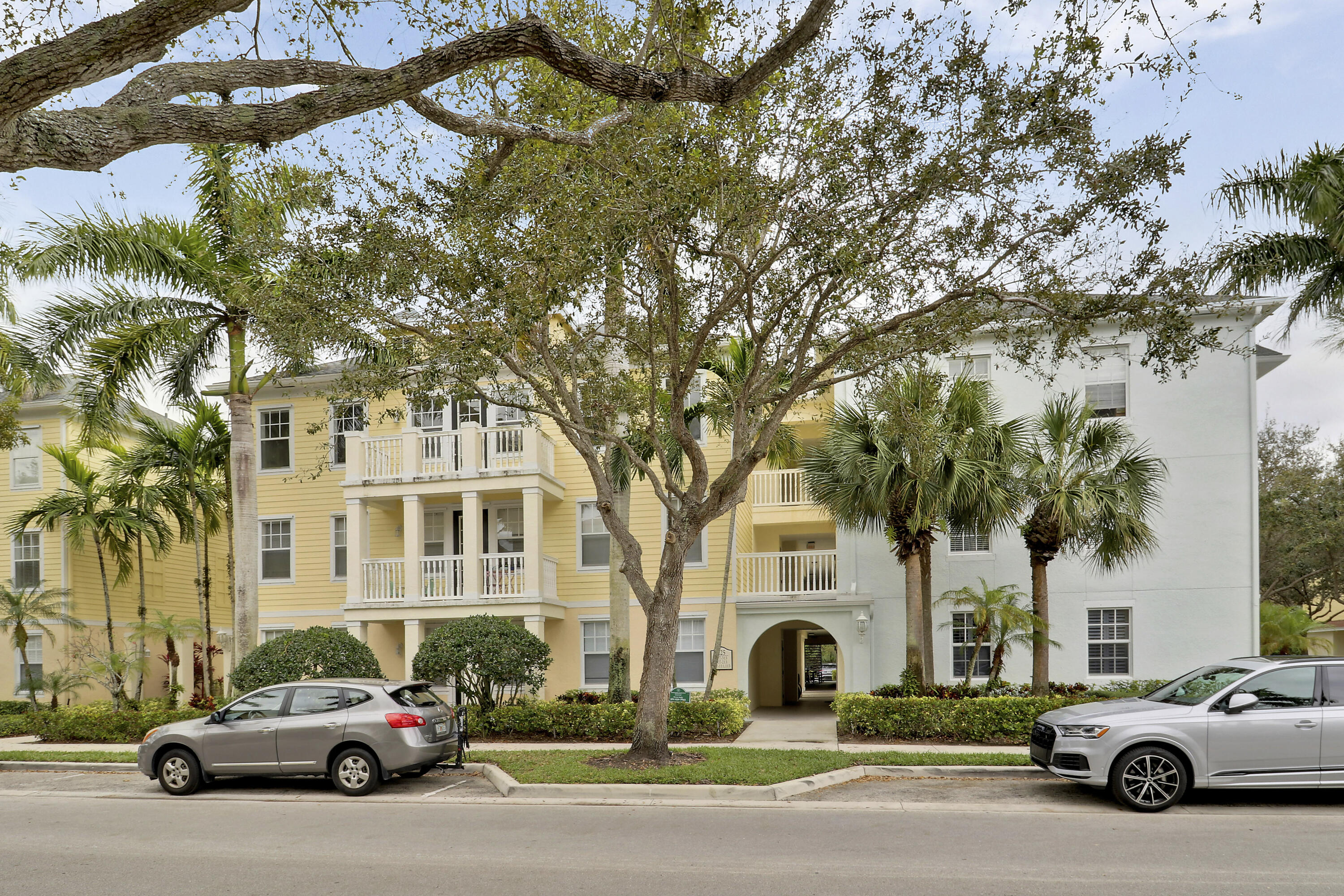 a building with trees in front of it