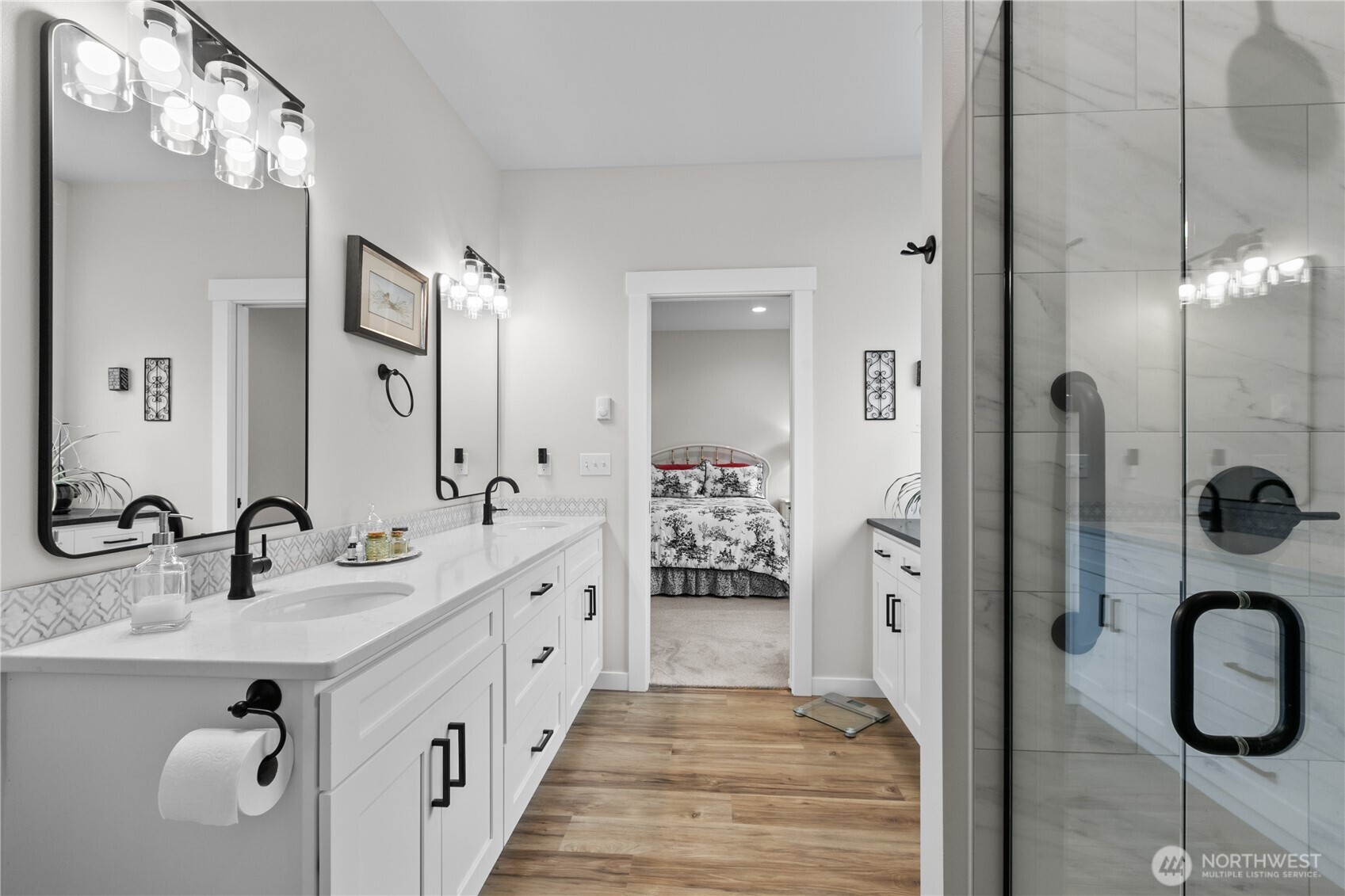 2068 Bowfin Way Lynden, WA 98264 - Photo 16 of 35 a bathroom with a double vanity sink mirror and shower