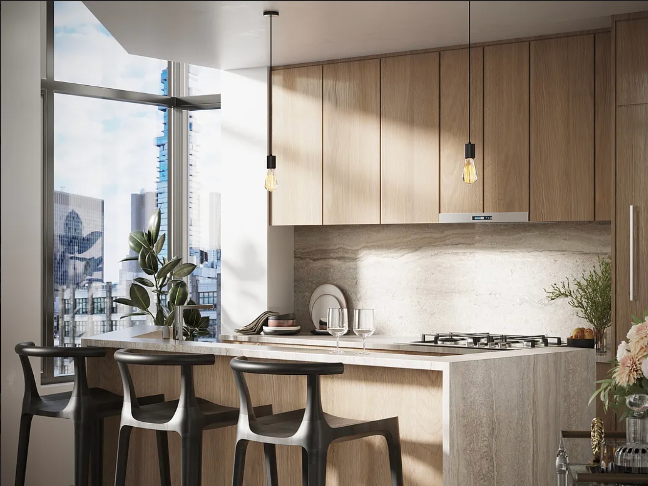 219 Hudson Street, Unit PH9 Manhattan, NY 10013 - Photo 6 of 13 a kitchen with a sink and cabinets