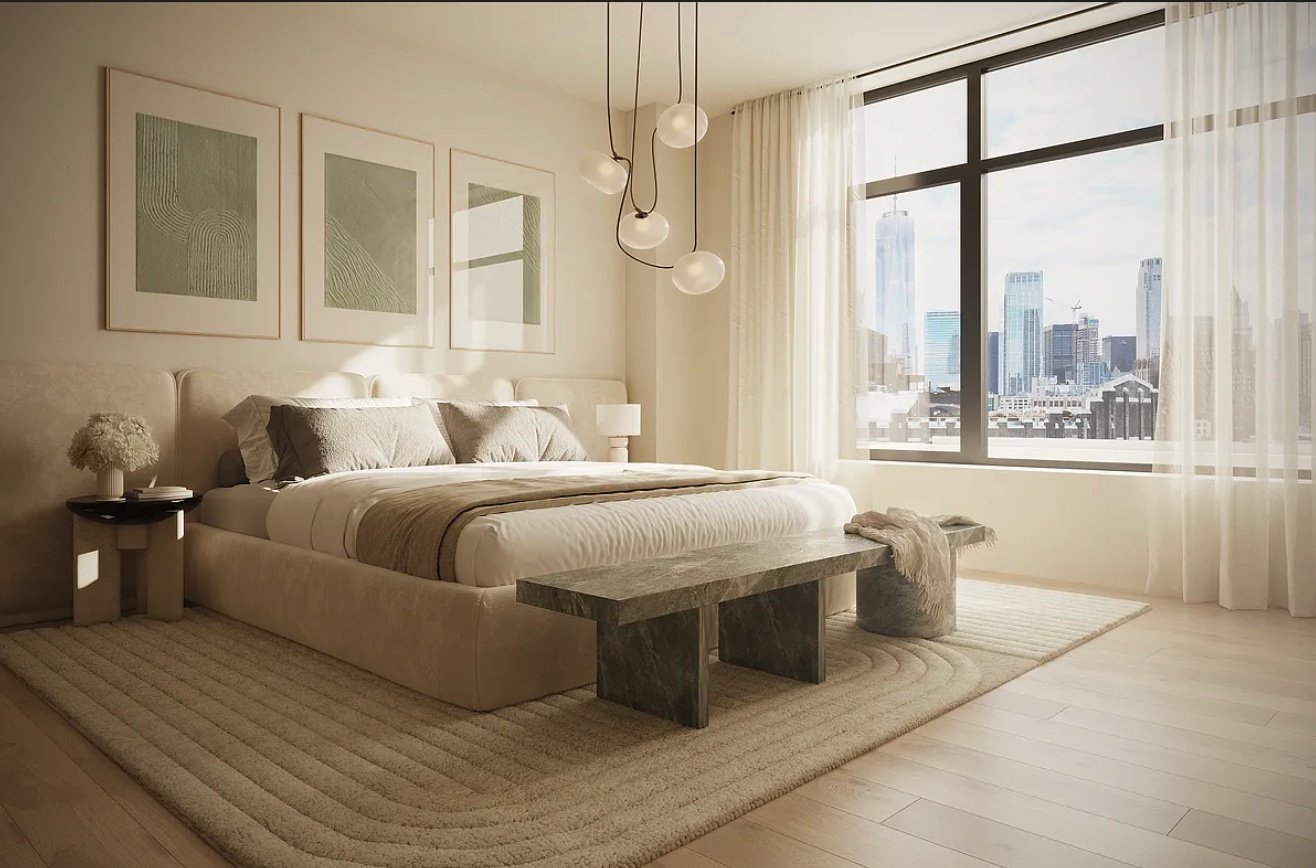 219 Hudson Street, Unit PH9 Manhattan, NY 10013 - Photo 8 of 13 a bedroom with a large bed and a window