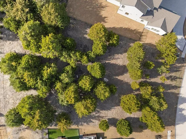 an aerial view of a houses with yard