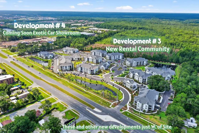 a city view with tall buildings