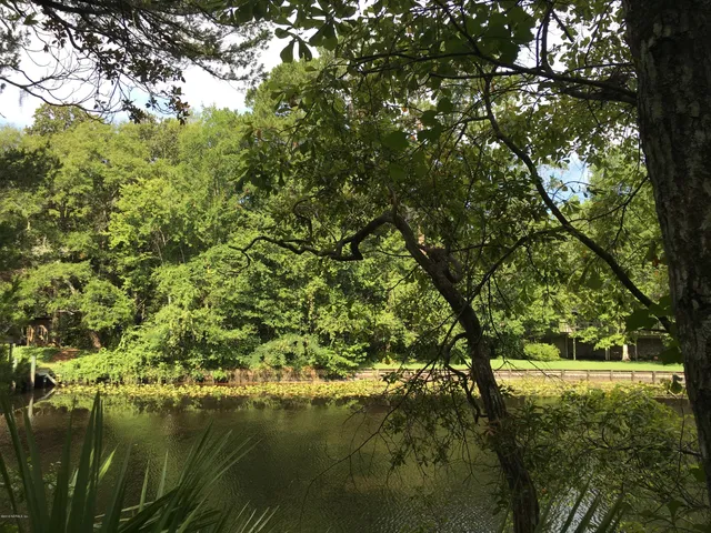 a view of lake with a yard