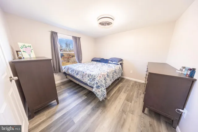 a living room with a bed furniture and a window