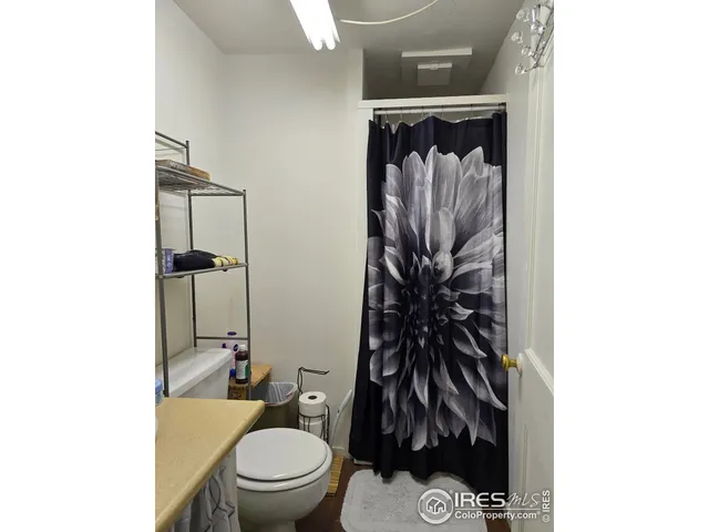 a bathroom with a toilet a sink and garden