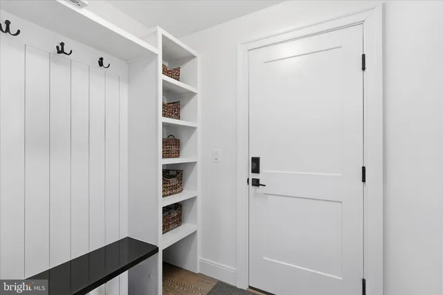 a view of walk in closet with empty racks