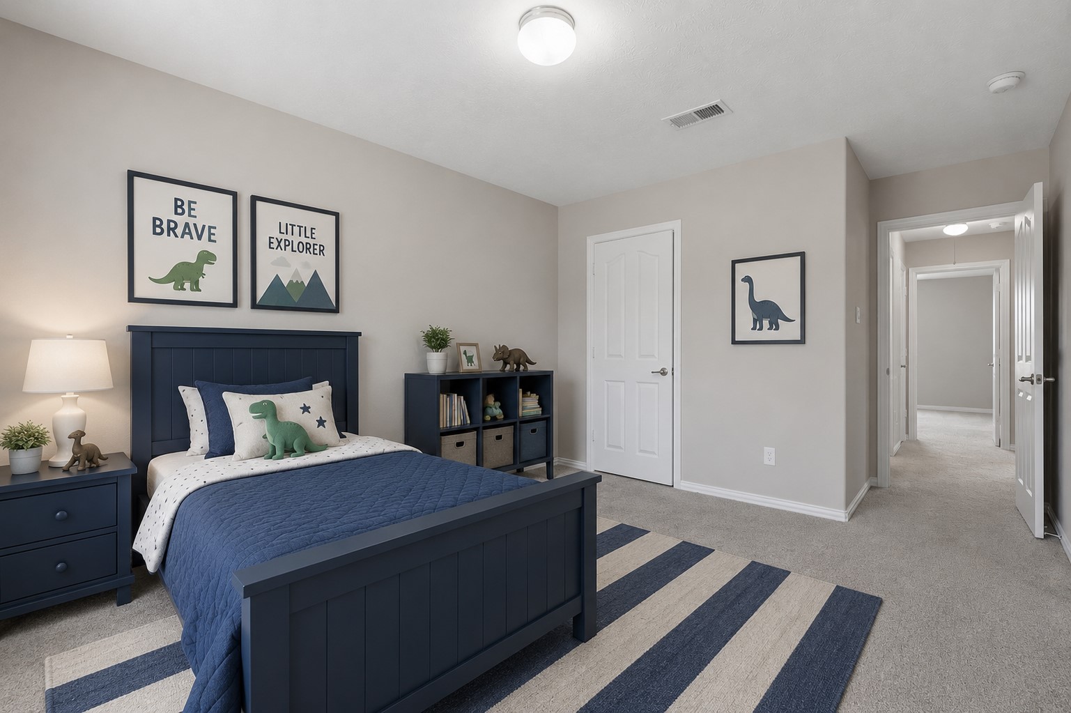 25926 Morgan Springs Spring, TX 77373 - Photo 34 of 49 Another view highlights the spacious layout of this secondary bedroom, offering flexibility for growing families, guests, or a dedicated workspace while maintaining a bright and inviting atmosphere. **Photo is Virtually Staged**