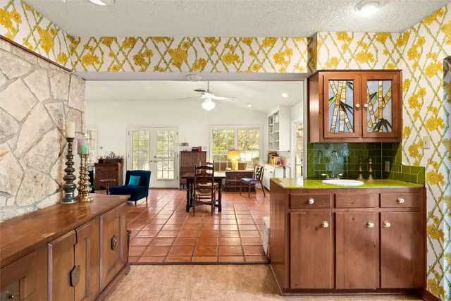 a lobby with furniture and window