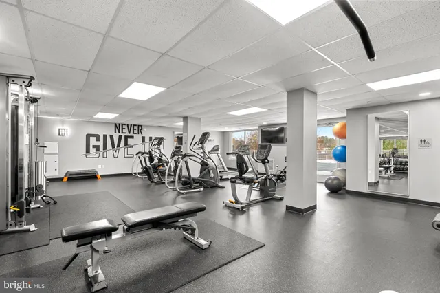 a view of a room with gym equipment