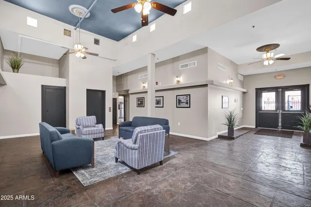 a living room with furniture