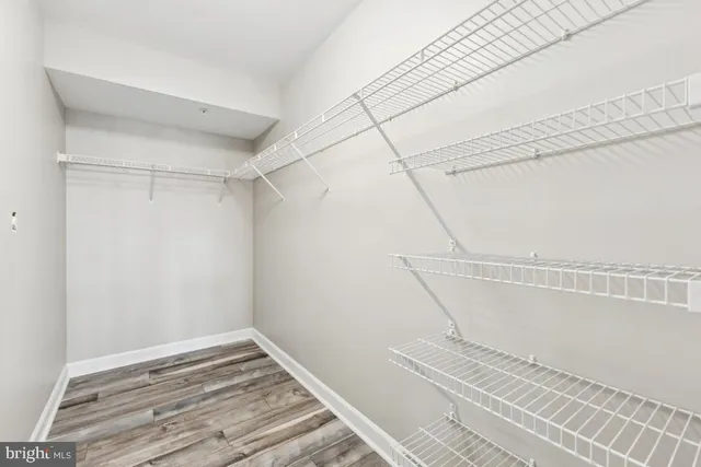 a view of a room with racks on the wall